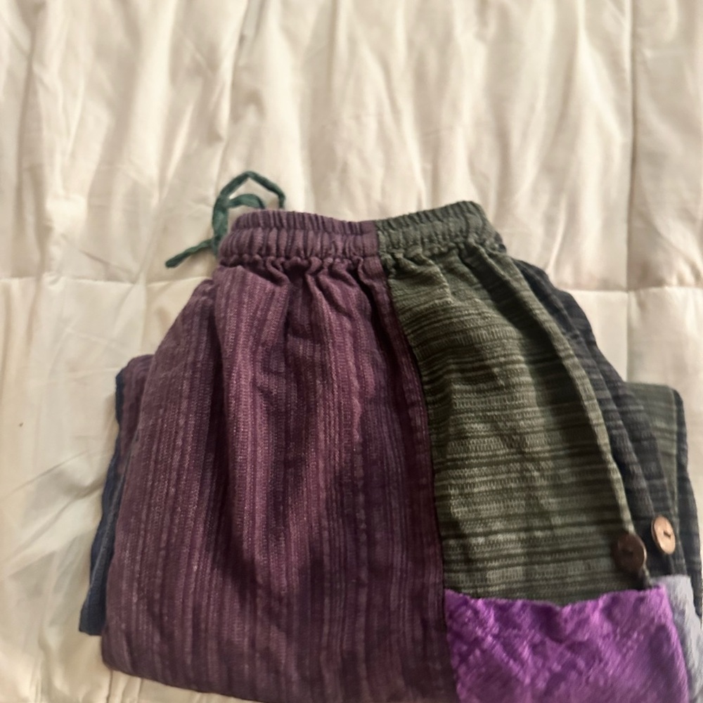 Multicolored Patchwork Harem Pants - image 4